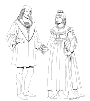 A coloring page of renaissance clothing